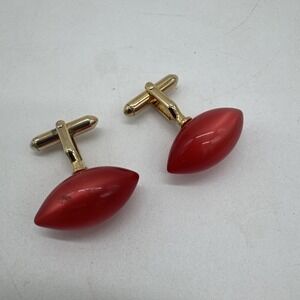 SWANK Mid-century 1940s Vintage Cufflinks, Coral Lucite, Gold Tone Setting